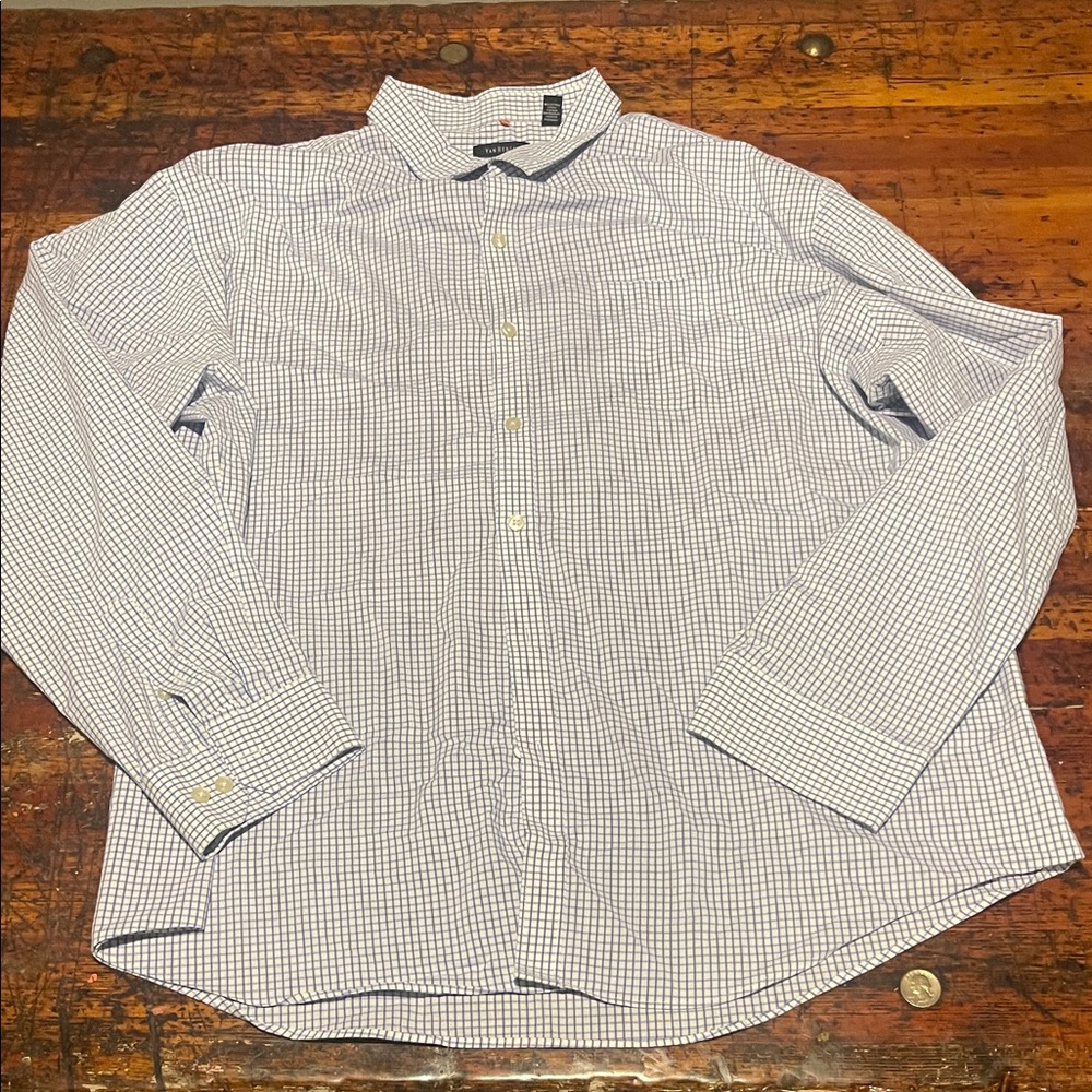 Van Heusen blue check button down dress shirt